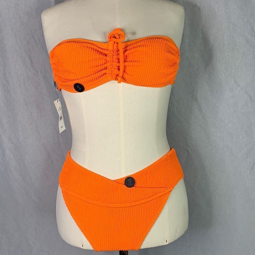 Gathered Backless Halter Bikini Top & High Waisted Cheeky Bottom